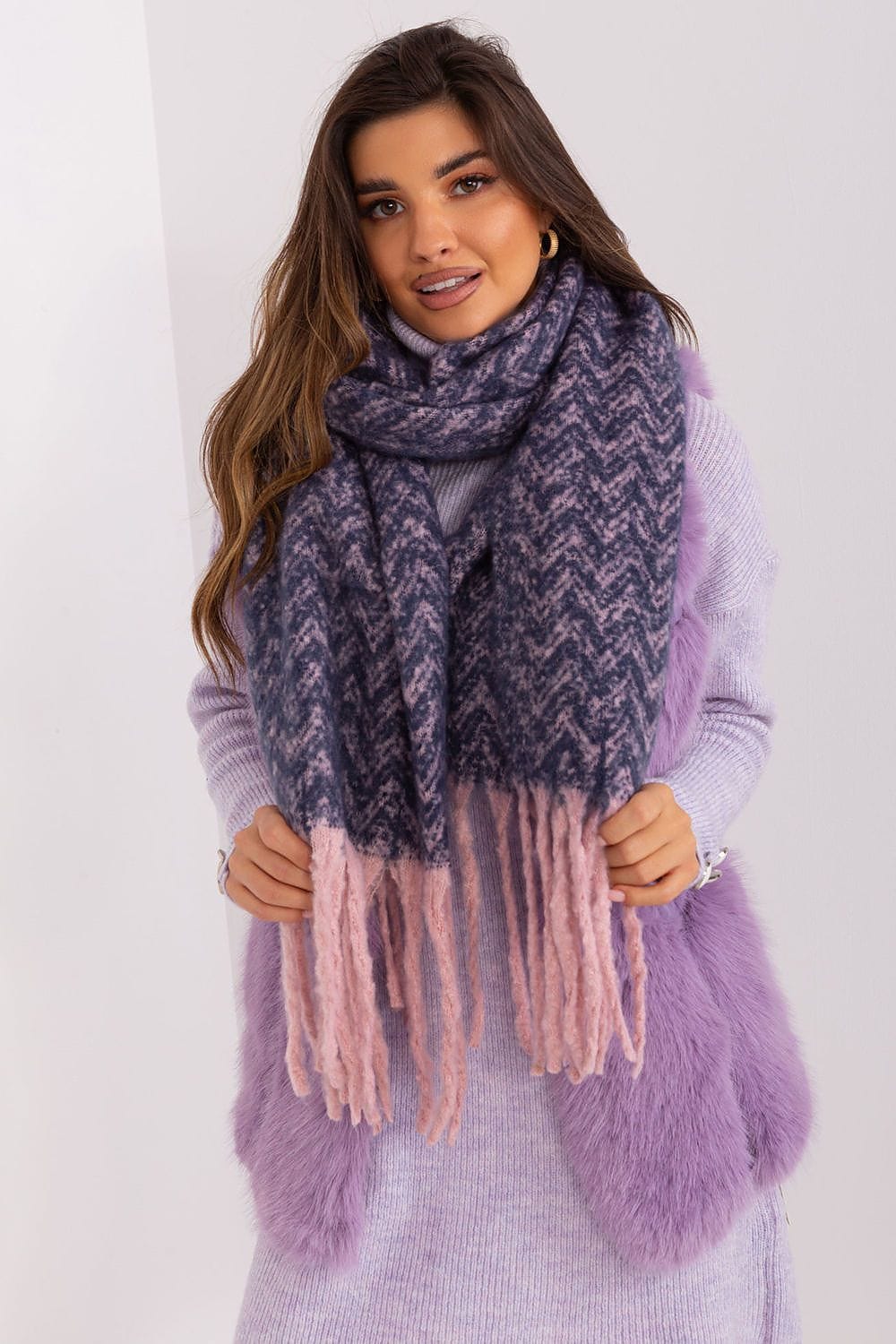 Women Geometric Scarf Tassels Long - ShalayeFashion