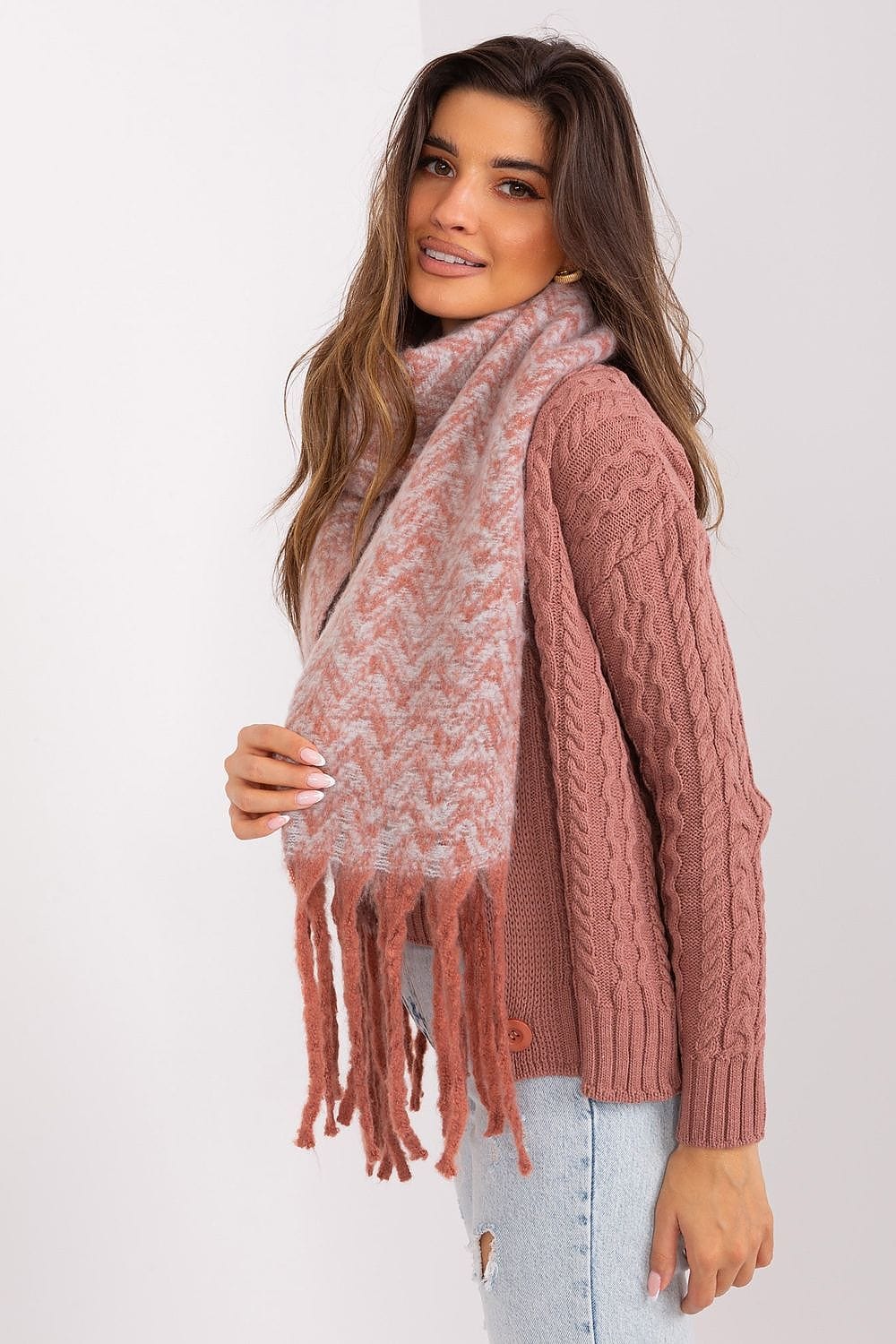 Women Geometric Scarf Tassels Long - ShalayeFashion