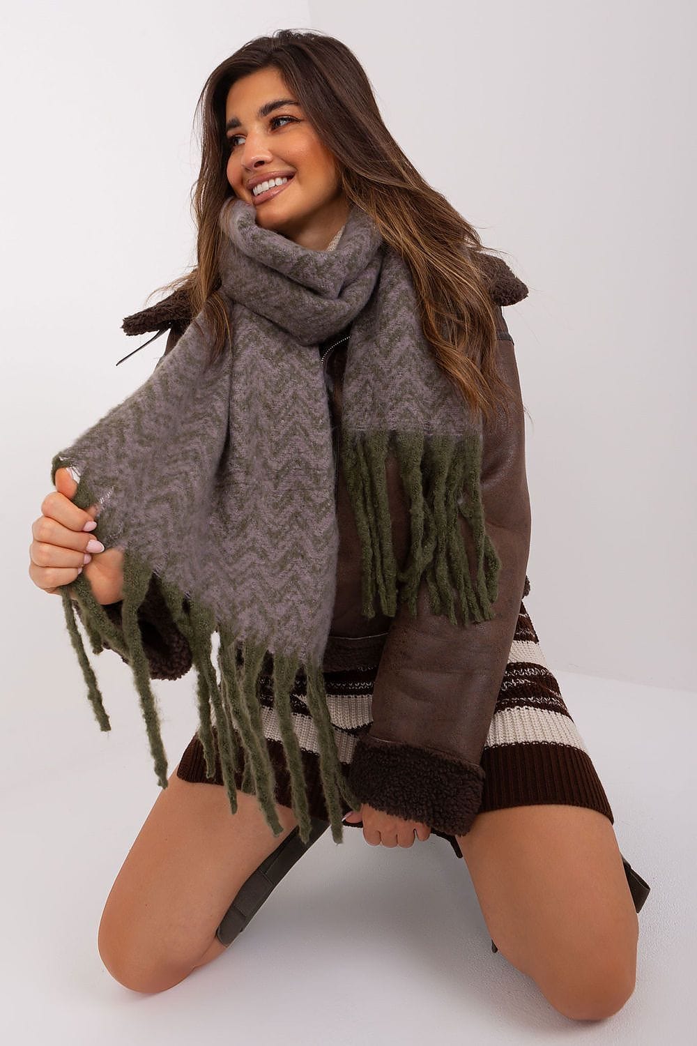 Women Geometric Scarf Tassels Long - ShalayeFashion