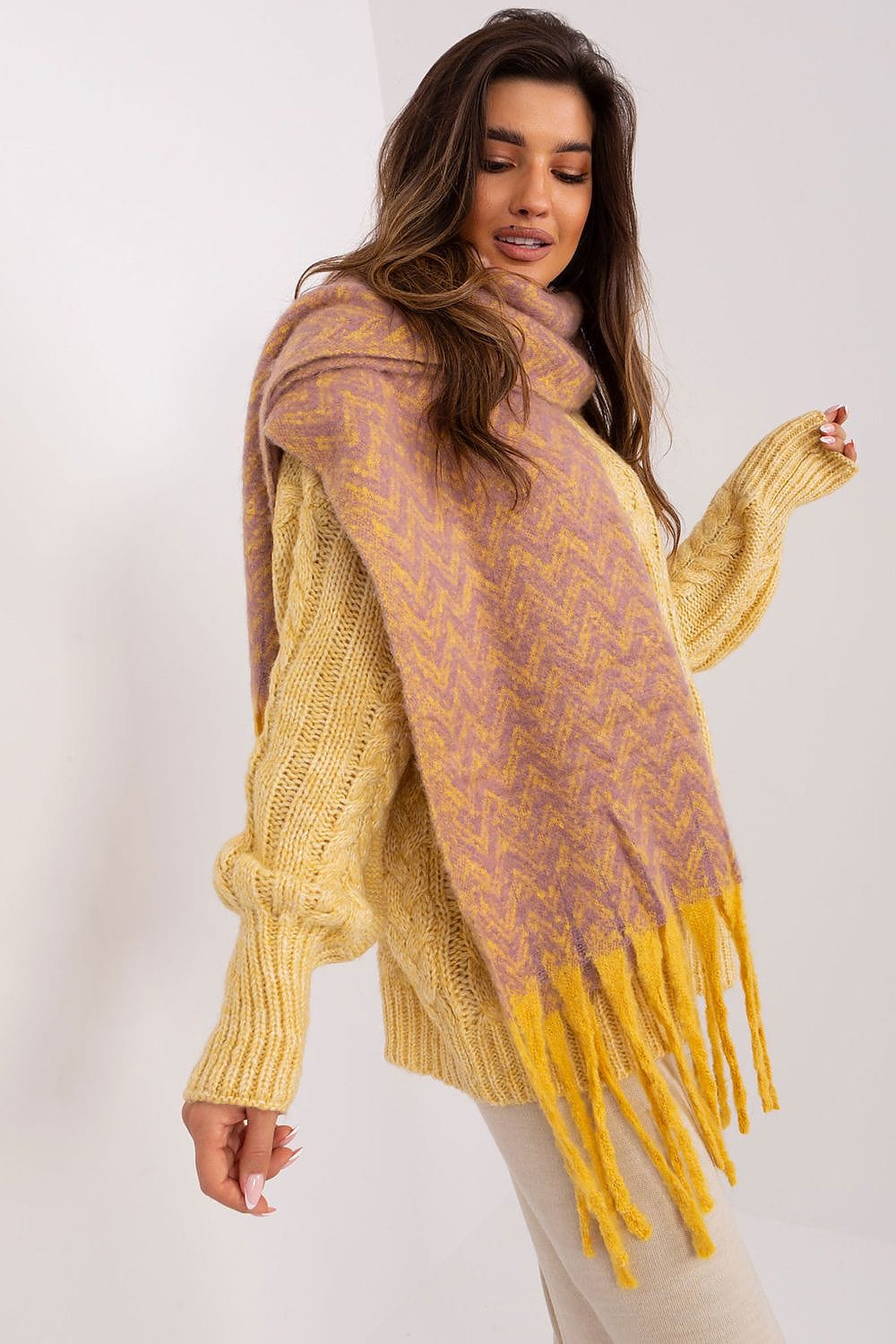 Women Geometric Scarf Tassels Long - ShalayeFashion