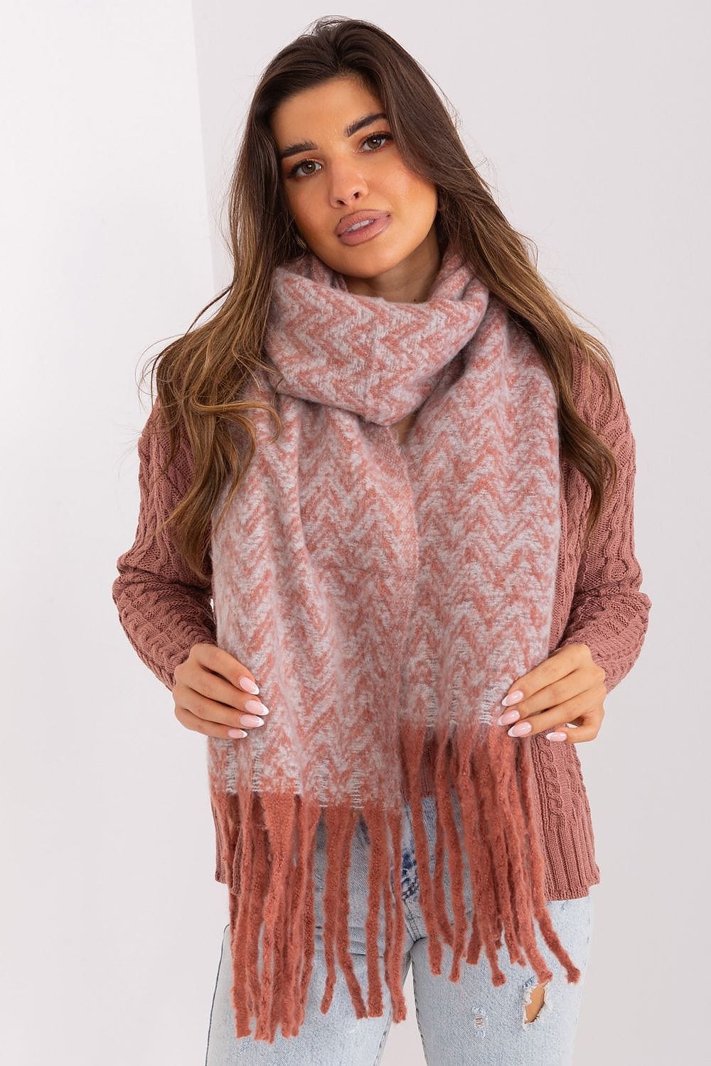Women Geometric Scarf Tassels Long - ShalayeFashion
