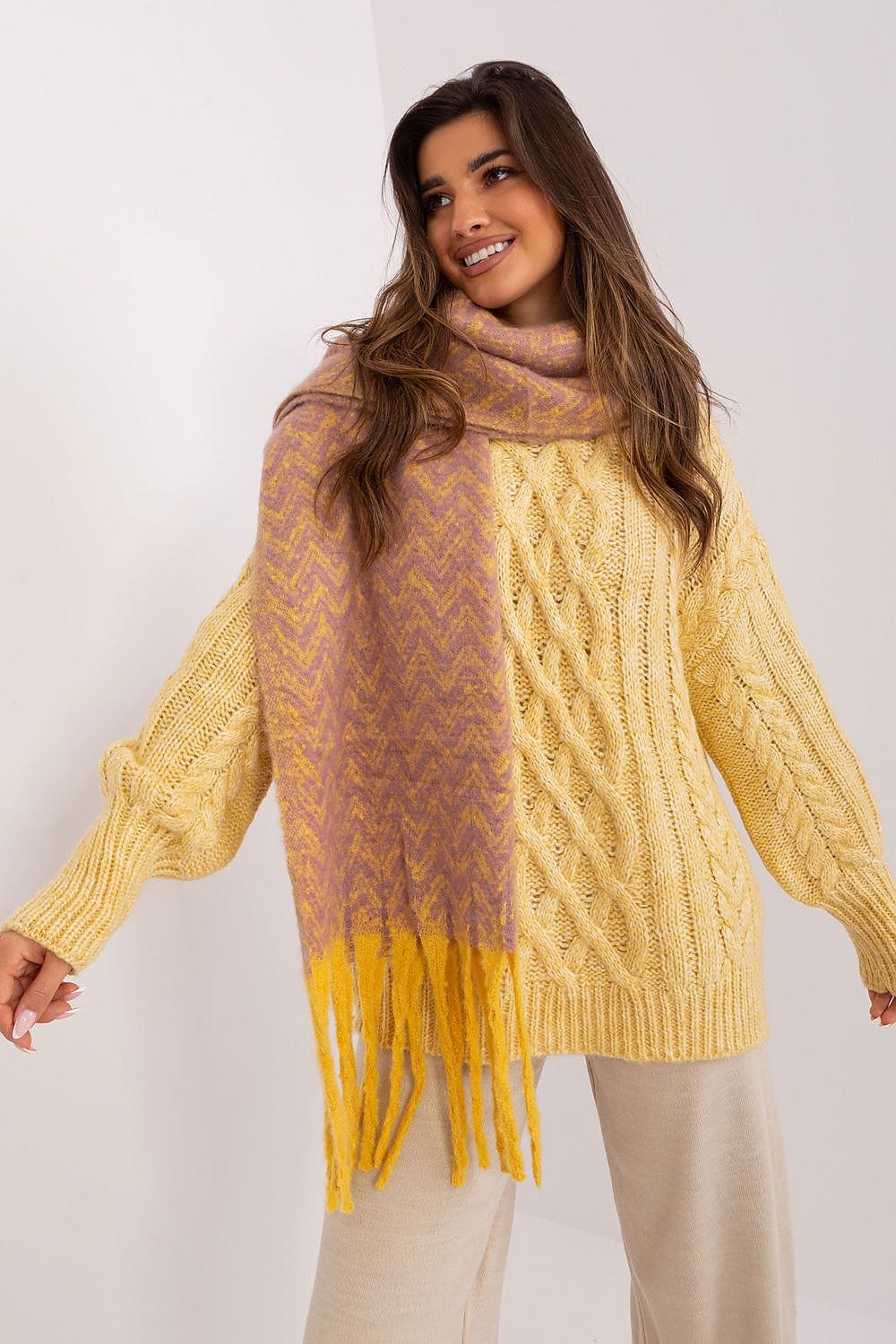 Women Geometric Scarf Tassels Long - ShalayeFashion