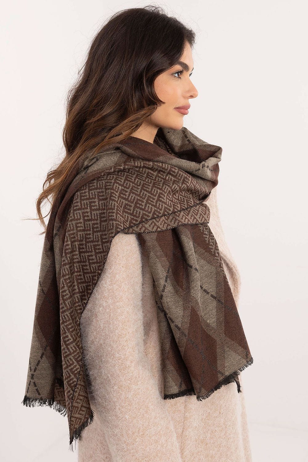 Women Geometric Scarf Viscose Large - ShalayeFashion
