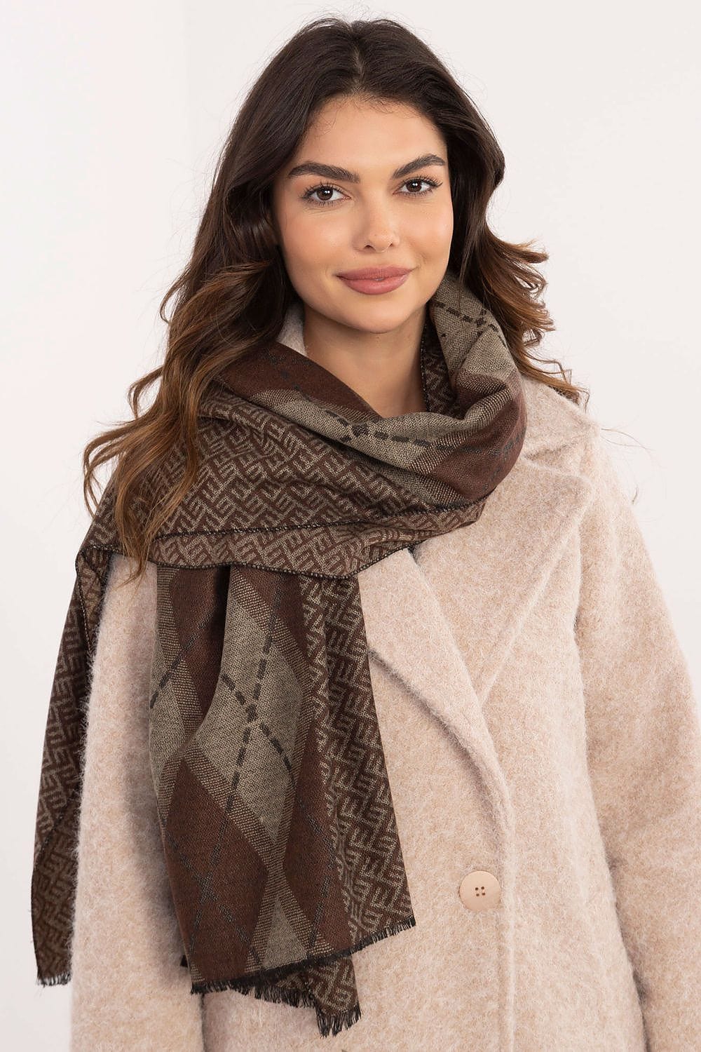 Women Geometric Scarf Viscose Large - ShalayeFashion