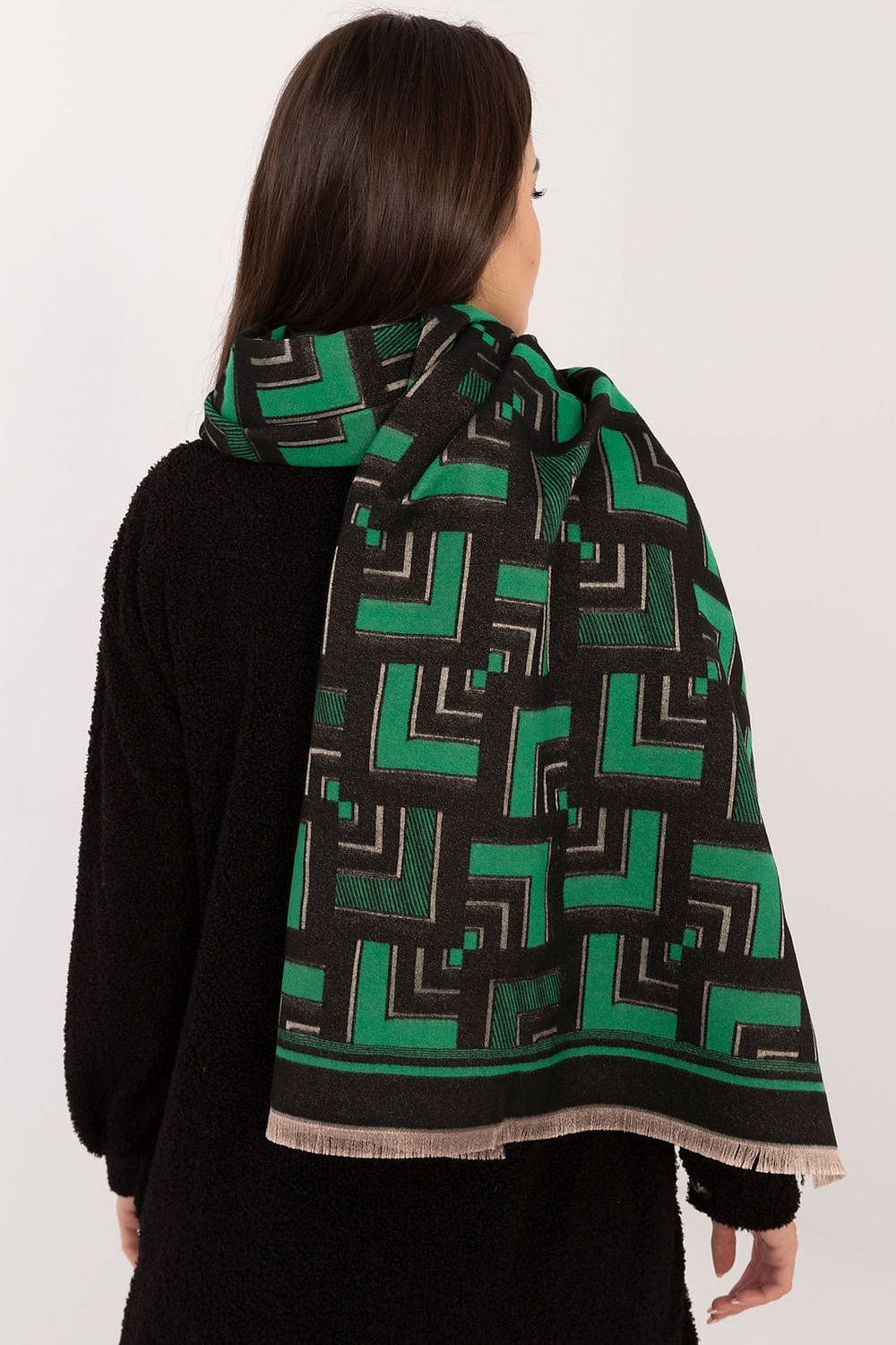 Women Geometric Scarf Viscose Tassels - ShalayeFashion