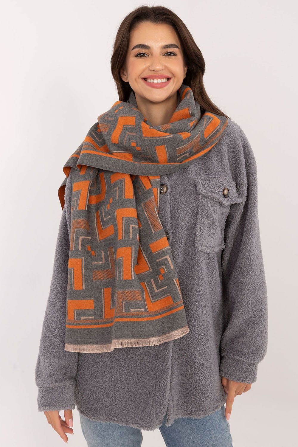 Women Geometric Scarf Viscose Tassels - ShalayeFashion