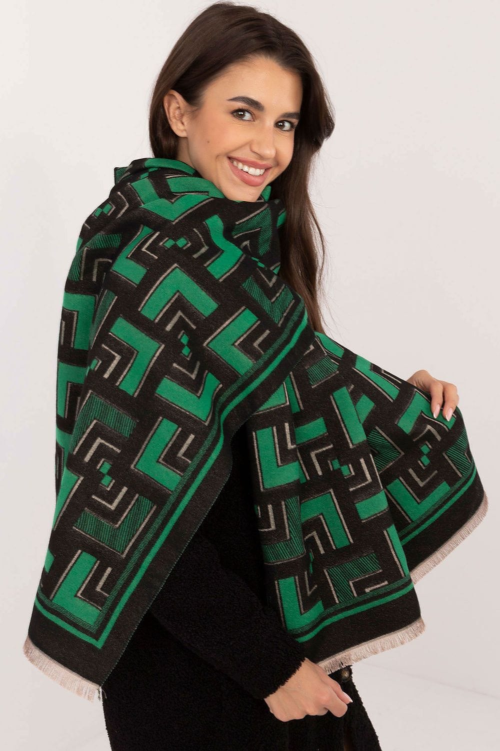 Women Geometric Scarf Viscose Tassels - ShalayeFashion