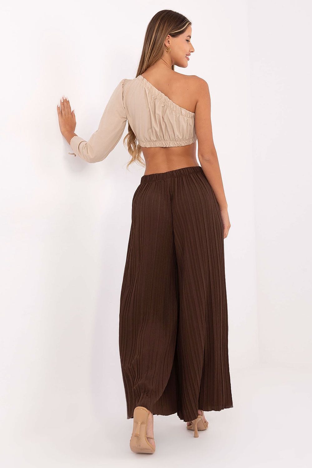 Women High Waist Pants Textured - ShalayeFashion