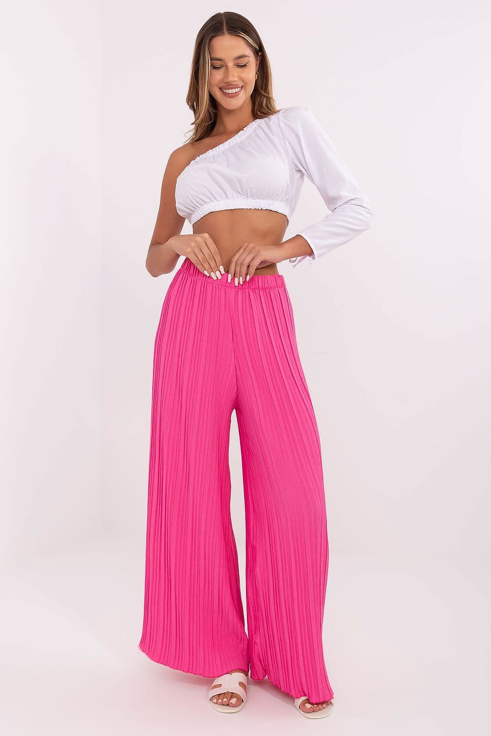 Women High Waist Pants Textured - ShalayeFashion