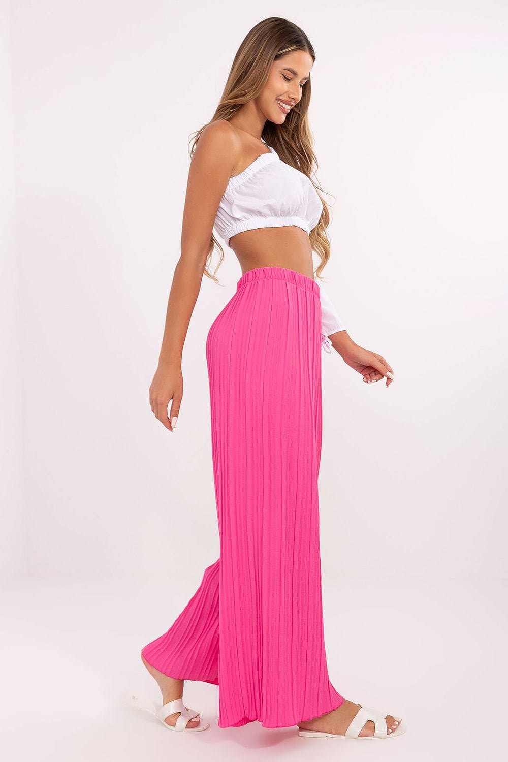 Women High Waist Pants Textured - ShalayeFashion