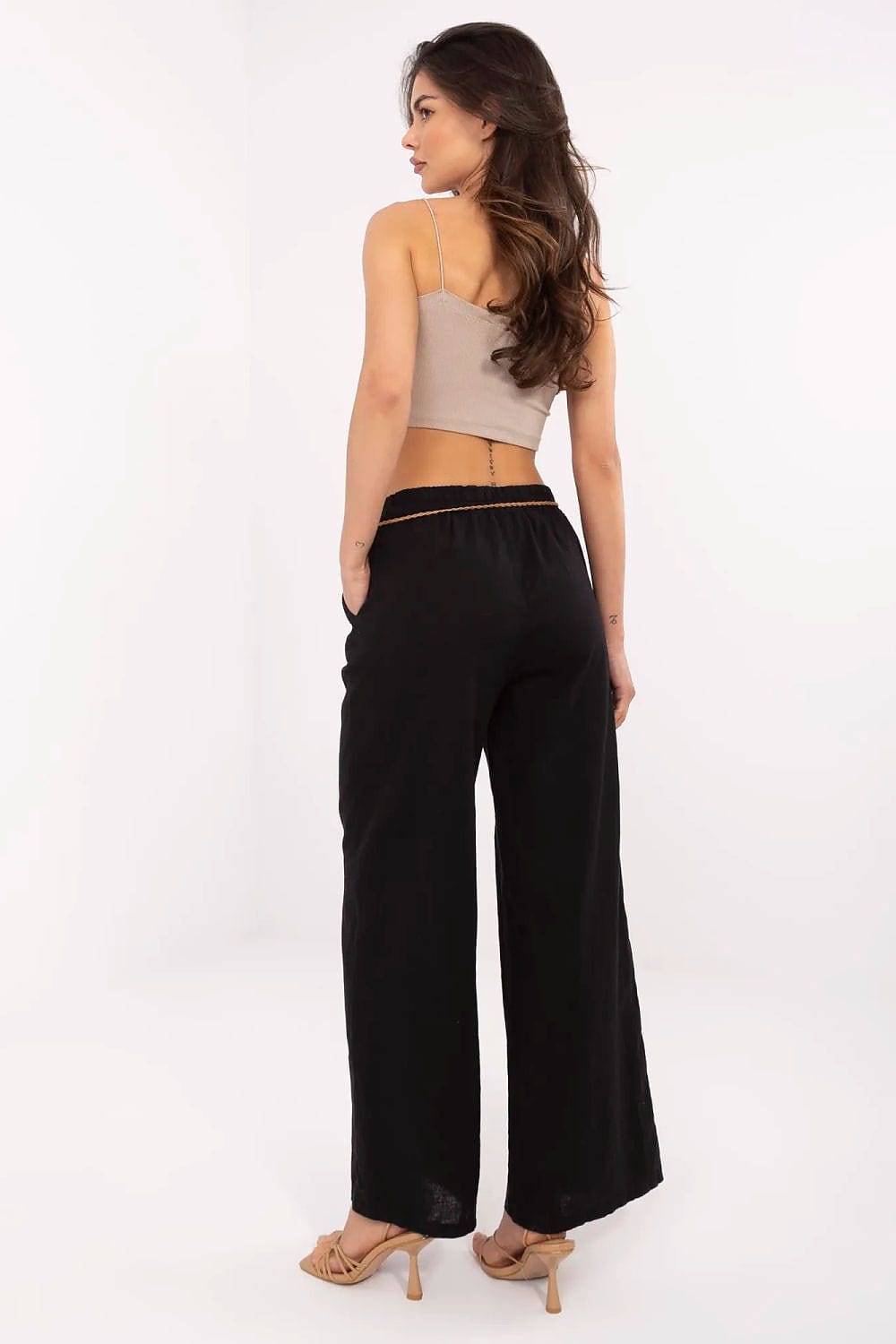 Women High Waist Trousers Linen Cotton - ShalayeFashion