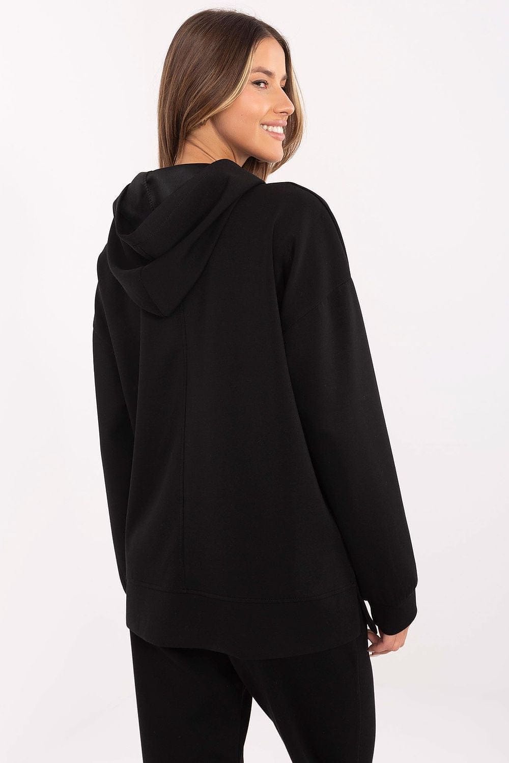 Women Hooded Blouse Side Slits Brooches - ShalayeFashion