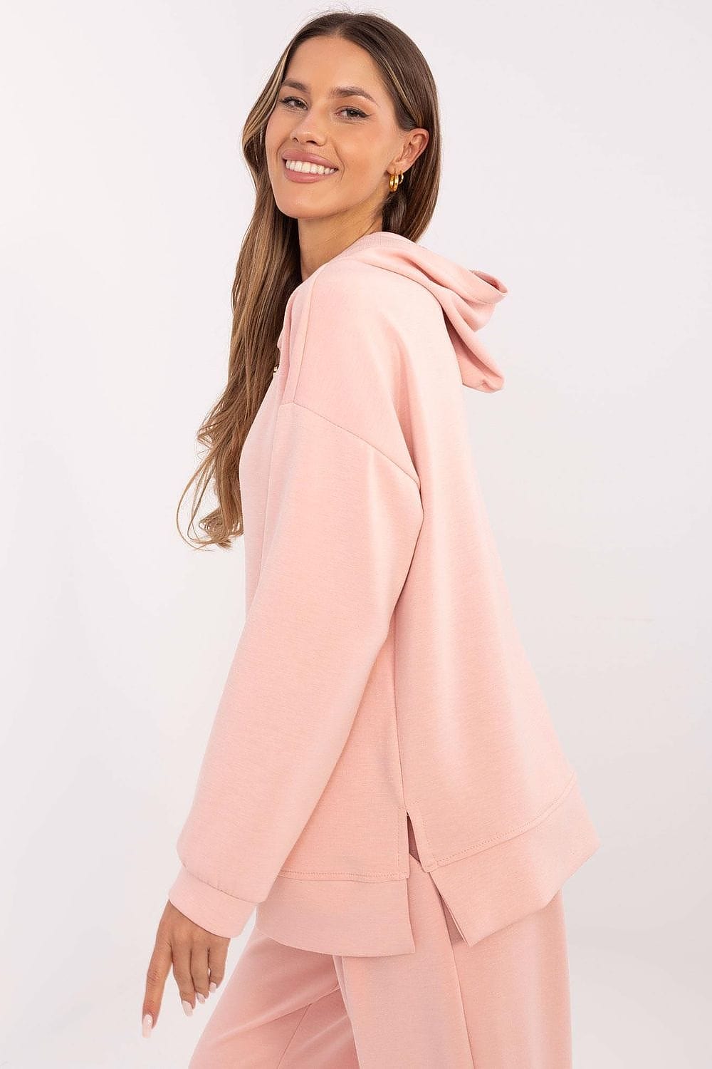 Women Hooded Blouse Side Slits Brooches - ShalayeFashion