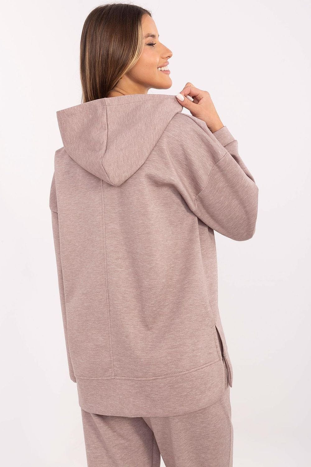 Women Hooded Blouse Side Slits Brooches - ShalayeFashion