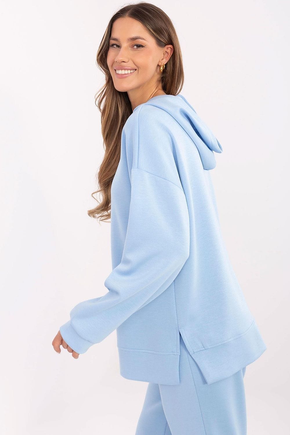 Women Hooded Blouse Side Slits Brooches - ShalayeFashion