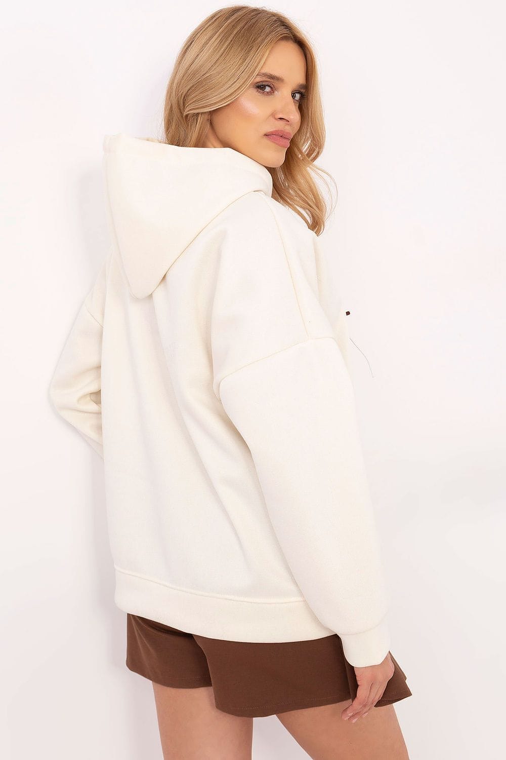 Women Hoodie Teddy Bear Patch Pocket - ShalayeFashion