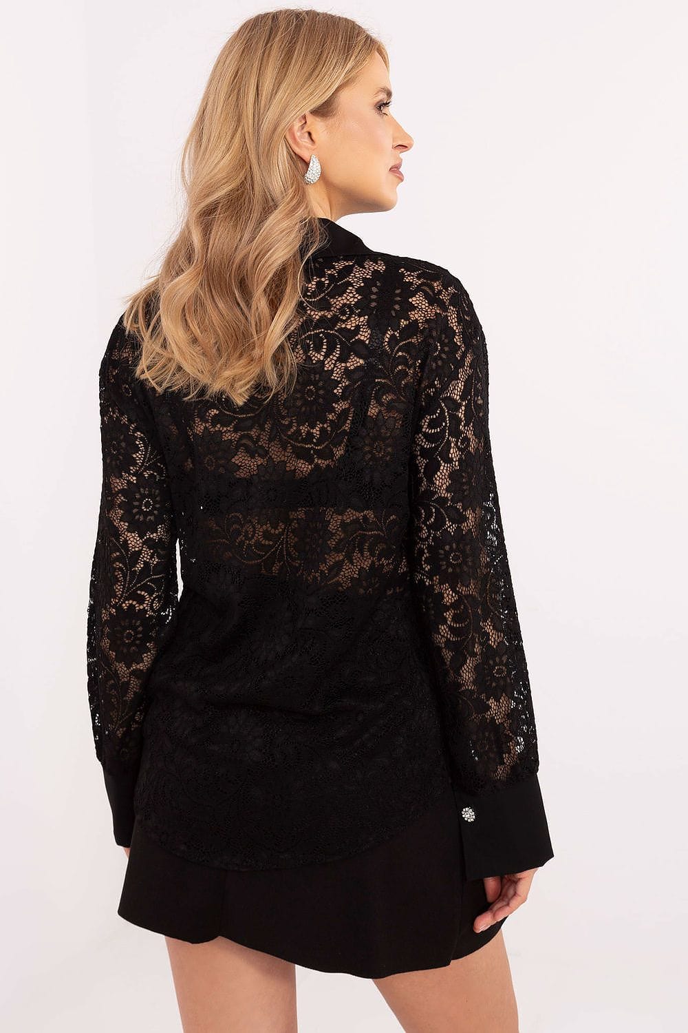 Women Lace Shirt Openwork Pattern - ShalayeFashion