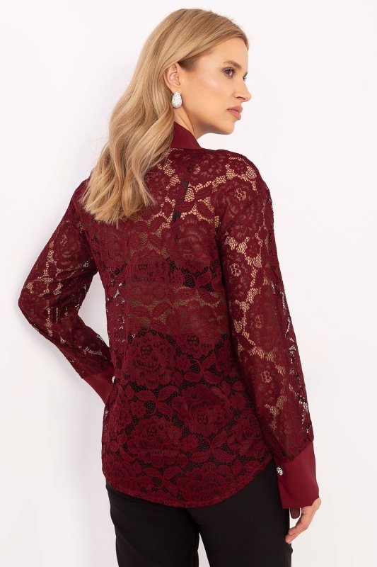 Women Lace Shirt Openwork Pattern - ShalayeFashion