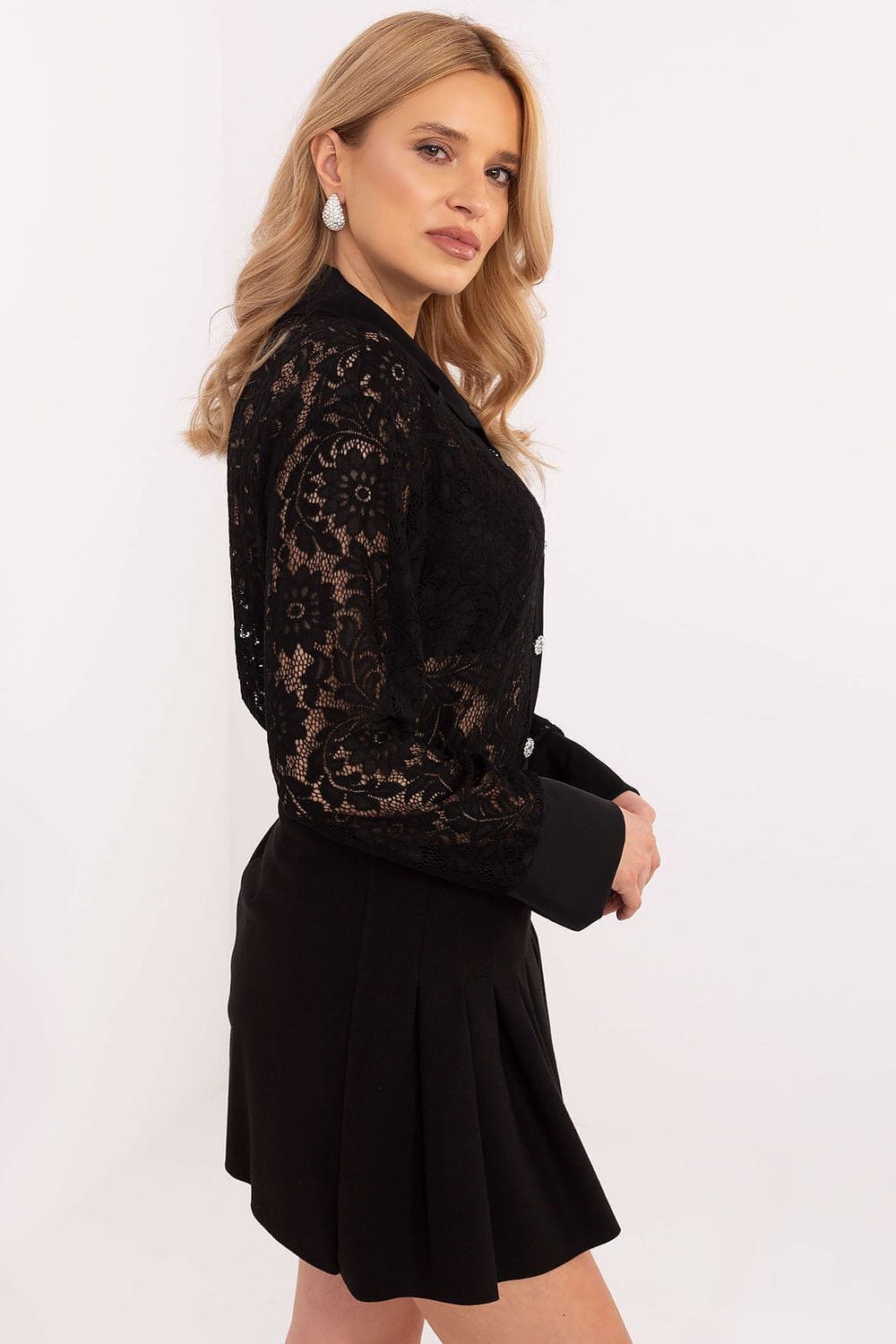 Women Lace Shirt Openwork Pattern - ShalayeFashion