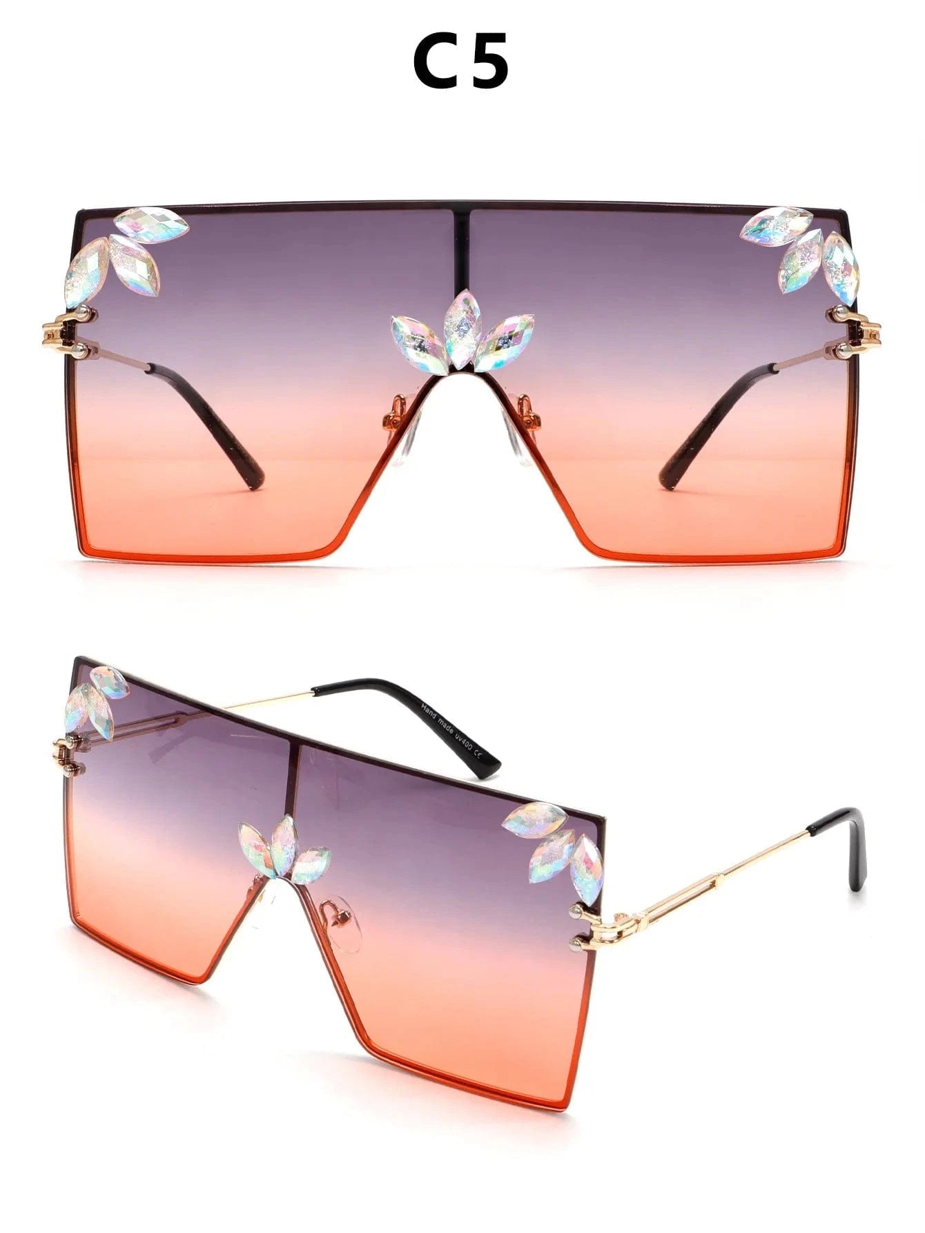 Women Large Square Sunglasses Bee Design - ShalayeFashion