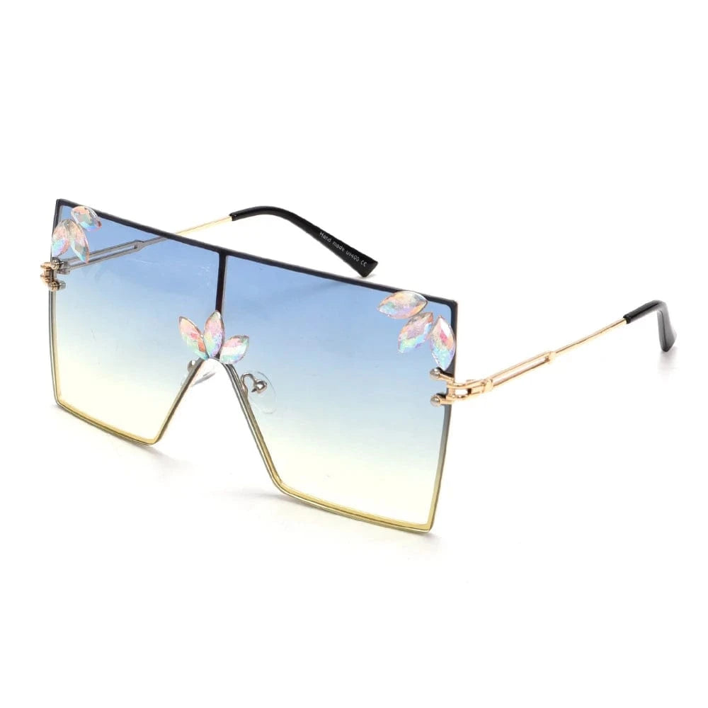 Women Large Square Sunglasses Bee Design - ShalayeFashion