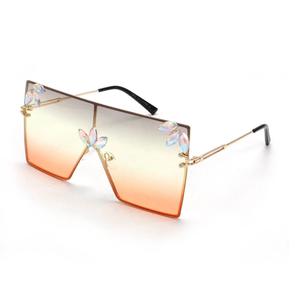 Women Large Square Sunglasses Bee Design - ShalayeFashion