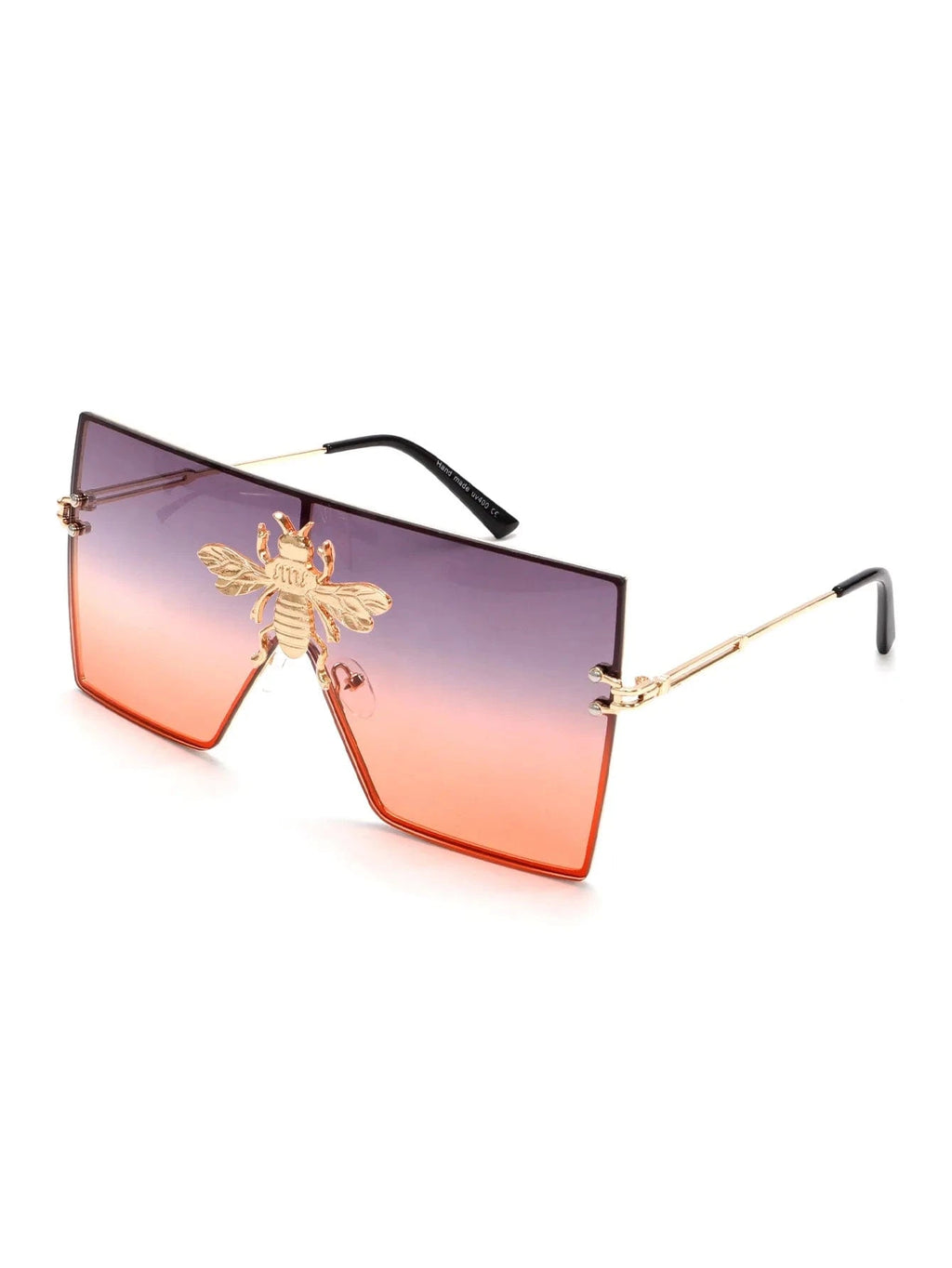 Women Large Square Sunglasses Bee Design - ShalayeFashion