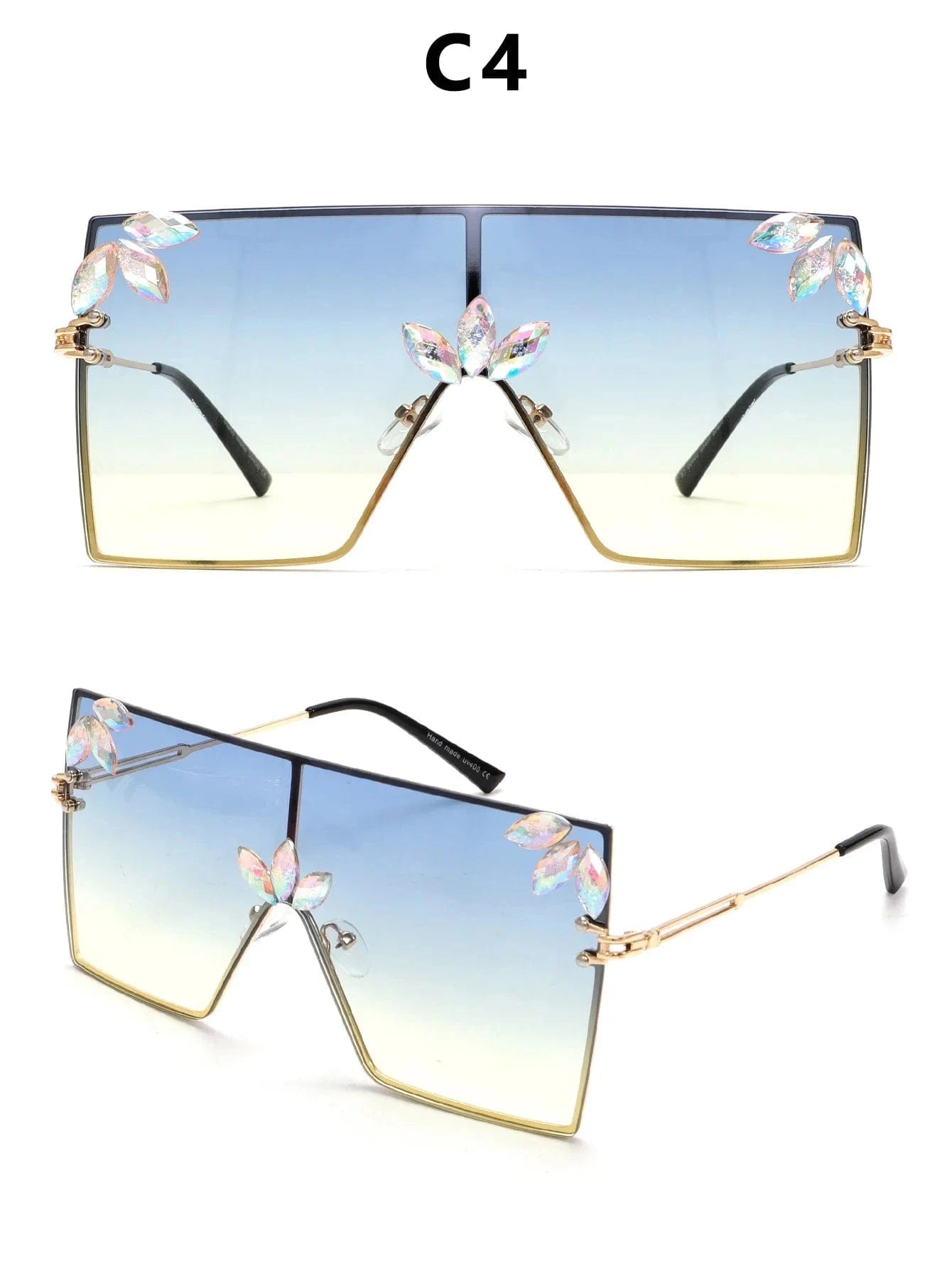 Women Large Square Sunglasses Bee Design - ShalayeFashion