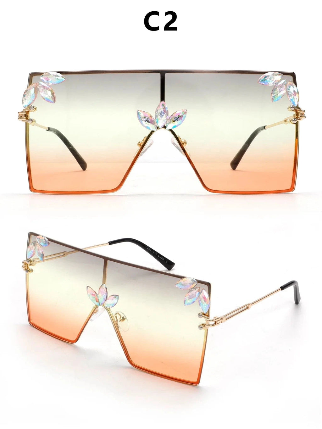 Women Large Square Sunglasses Bee Design - ShalayeFashion