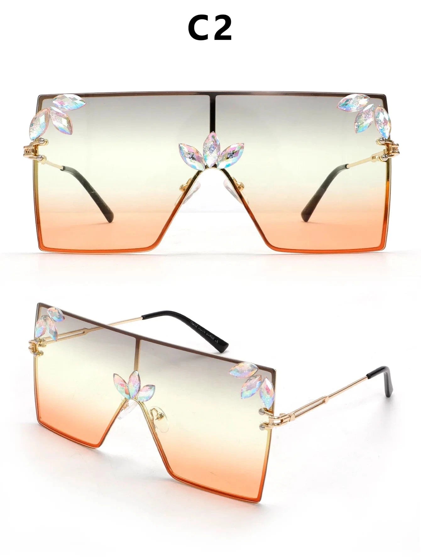Women Large Square Sunglasses Bee Design - ShalayeFashion