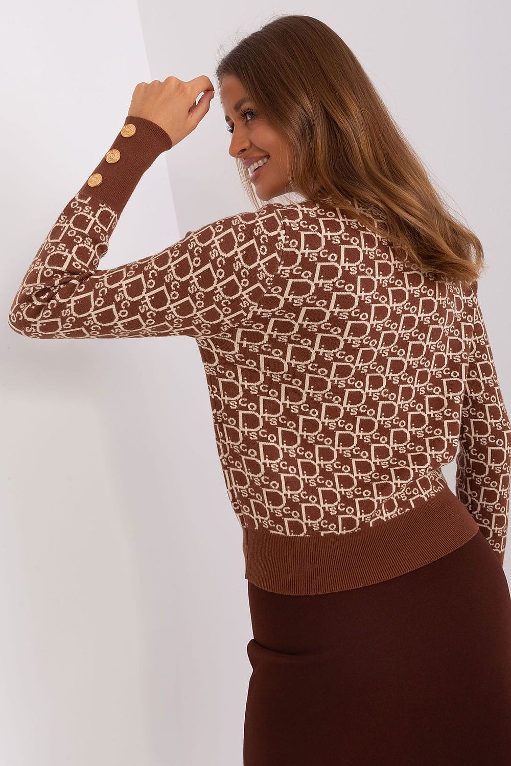 Women Long Sleeve Sweater Button Cuffs - ShalayeFashion