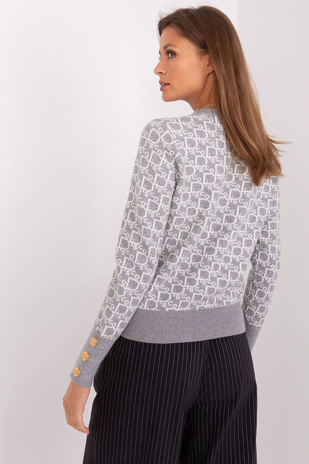 Women Long Sleeve Sweater Button Cuffs - ShalayeFashion