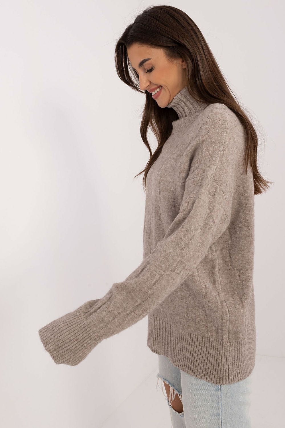 Women Long Sleeve Sweater Button Cuffs - ShalayeFashion