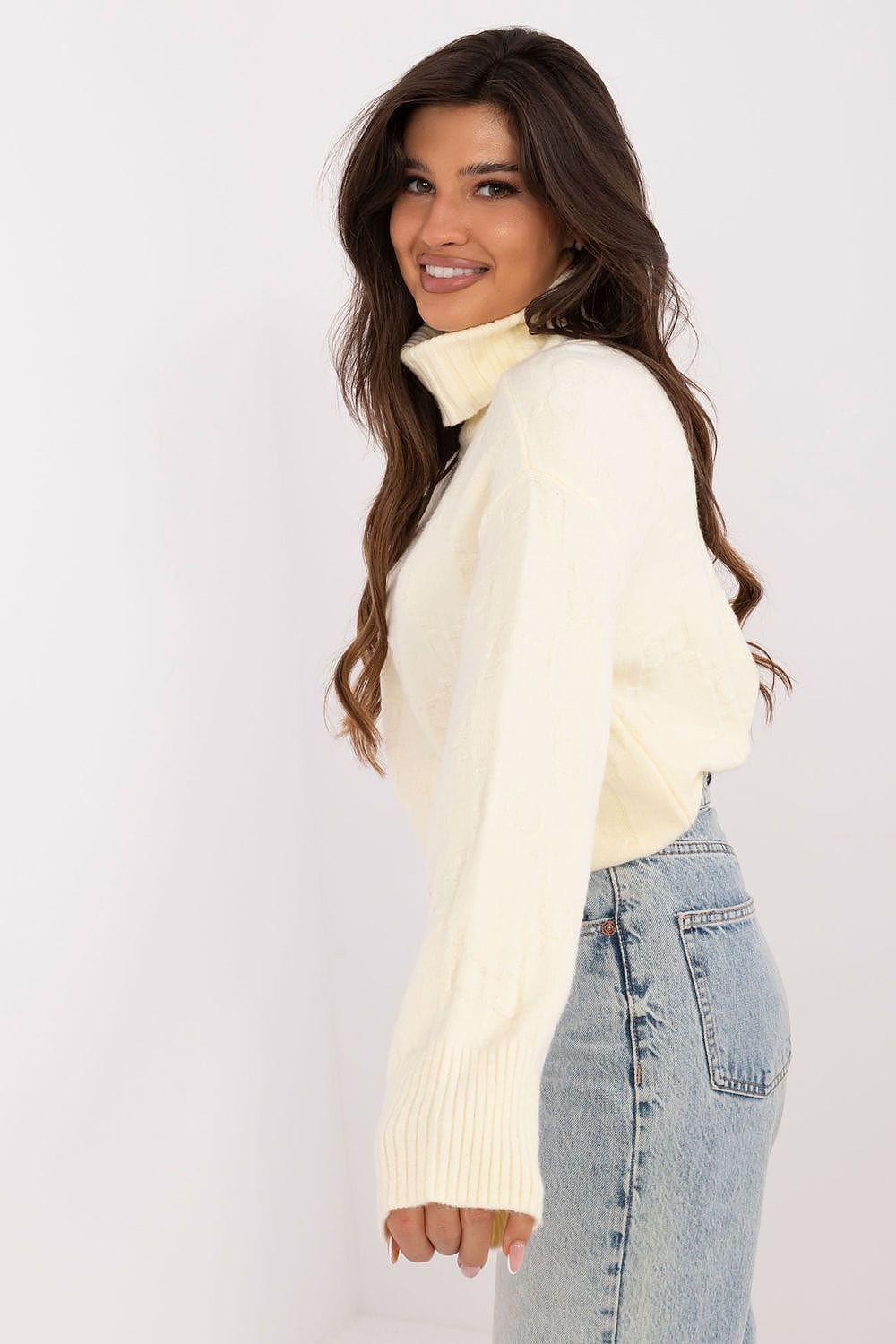 Women Long Sleeve Sweater Button Cuffs - ShalayeFashion
