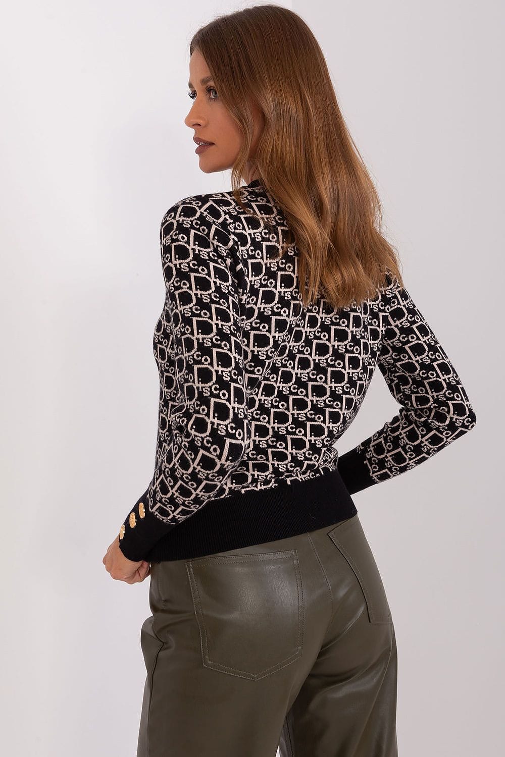 Women Long Sleeve Sweater Button Cuffs - ShalayeFashion