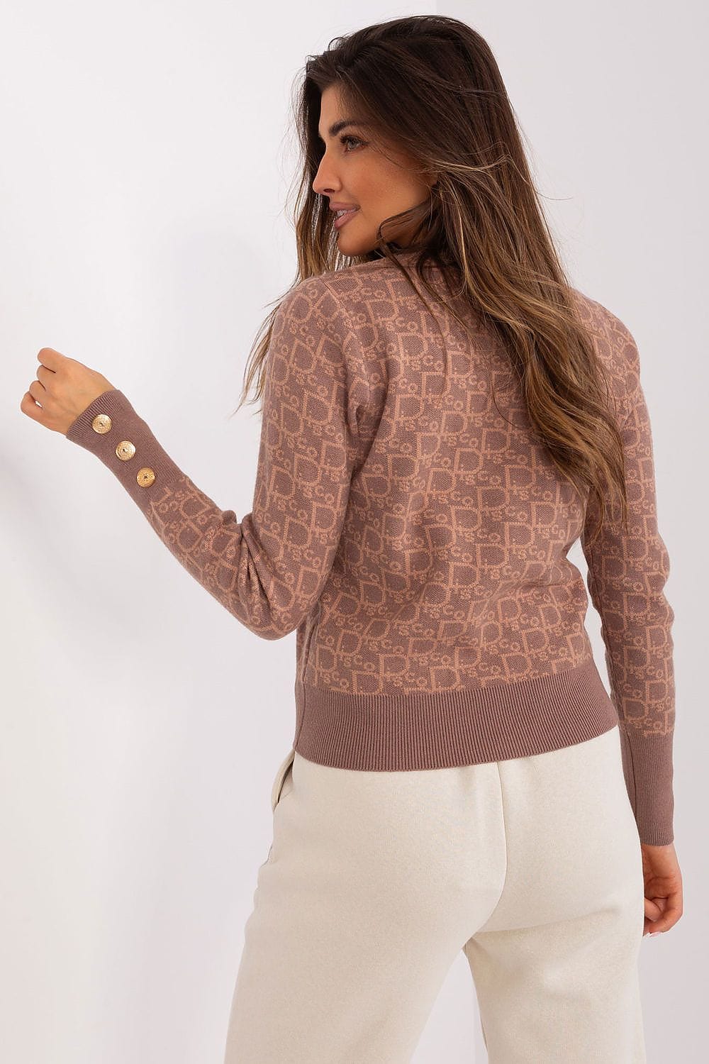 Women Long Sleeve Sweater Button Cuffs - ShalayeFashion