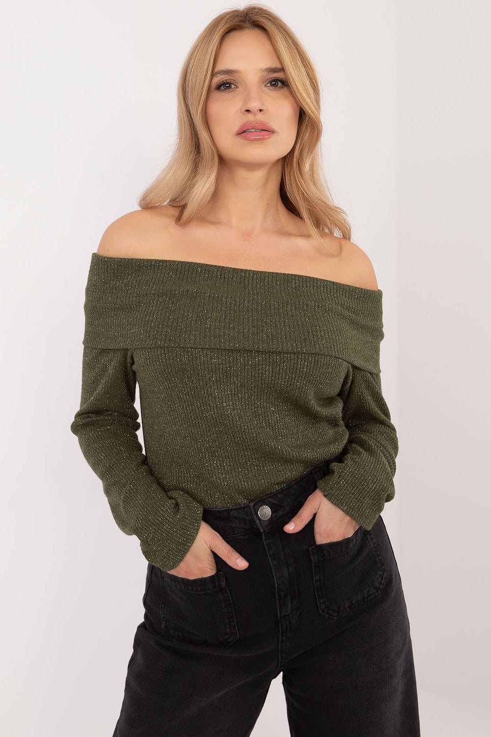 Women Off Shoulder Sweater Ribbed - ShalayeFashion