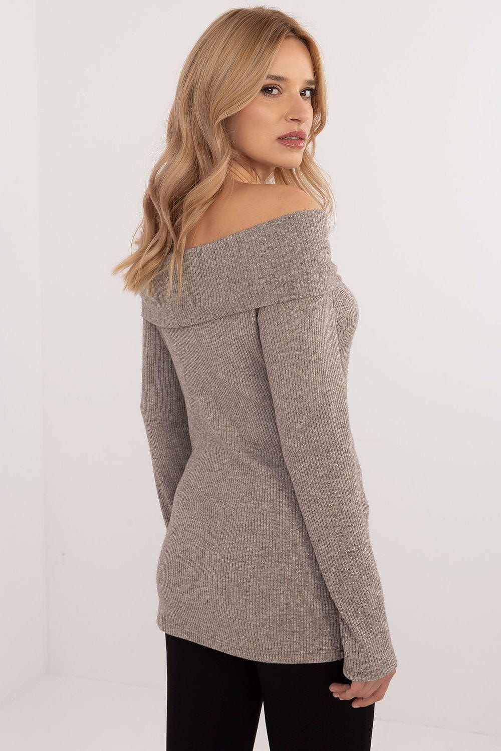 Women Off Shoulder Sweater Ribbed - ShalayeFashion