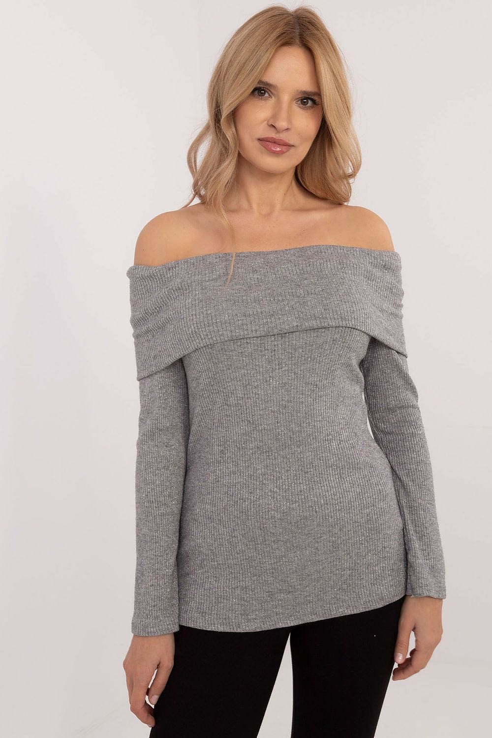 Women Off Shoulder Sweater Ribbed - ShalayeFashion