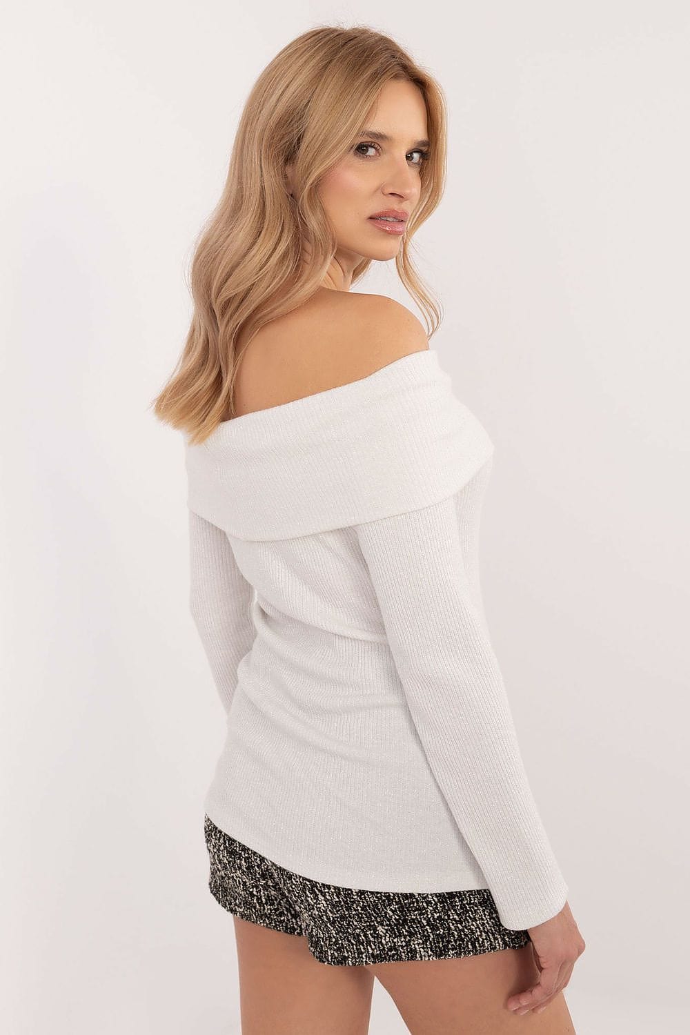 Women Off Shoulder Sweater Ribbed - ShalayeFashion