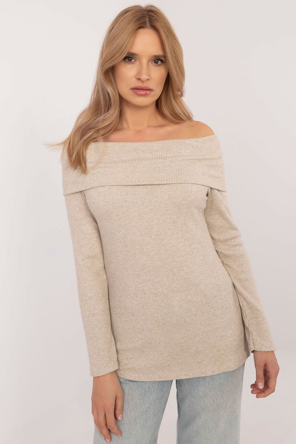 Women Off Shoulder Sweater Ribbed - ShalayeFashion