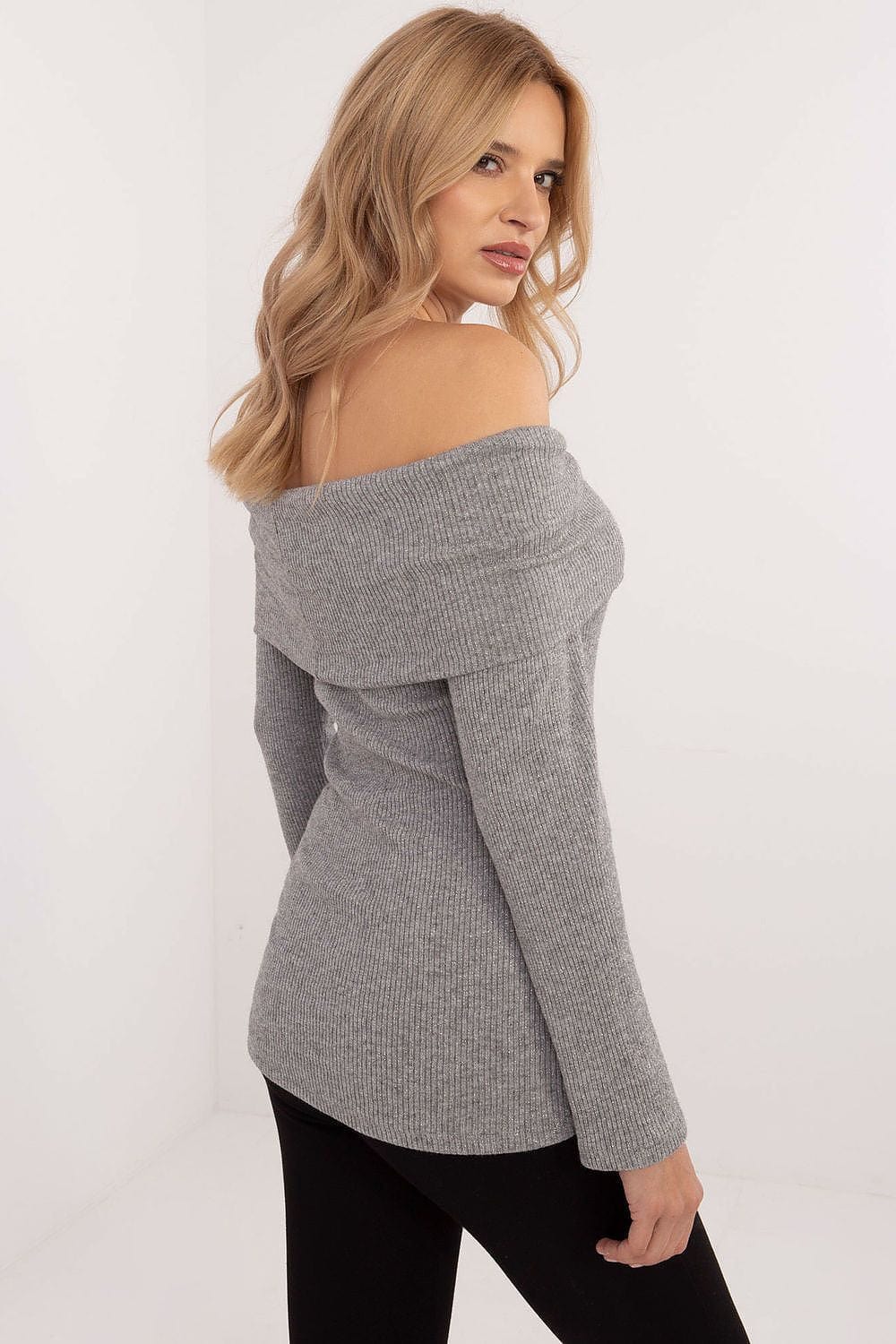 Women Off Shoulder Sweater Ribbed - ShalayeFashion