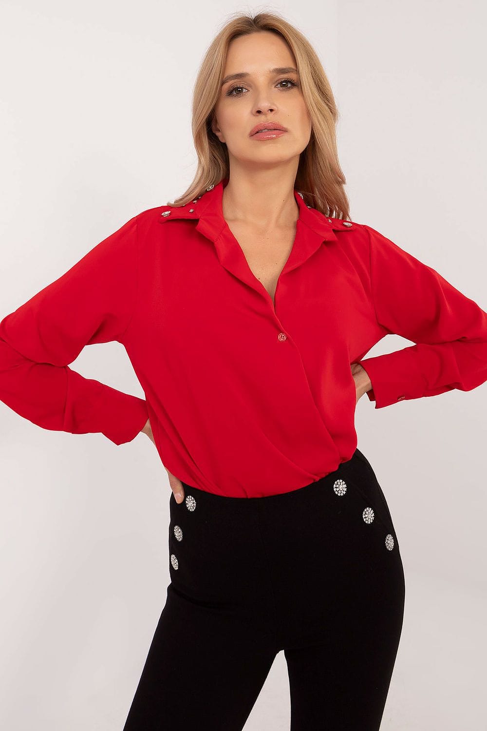 Women Office Shirt Zircon Collar - ShalayeFashion