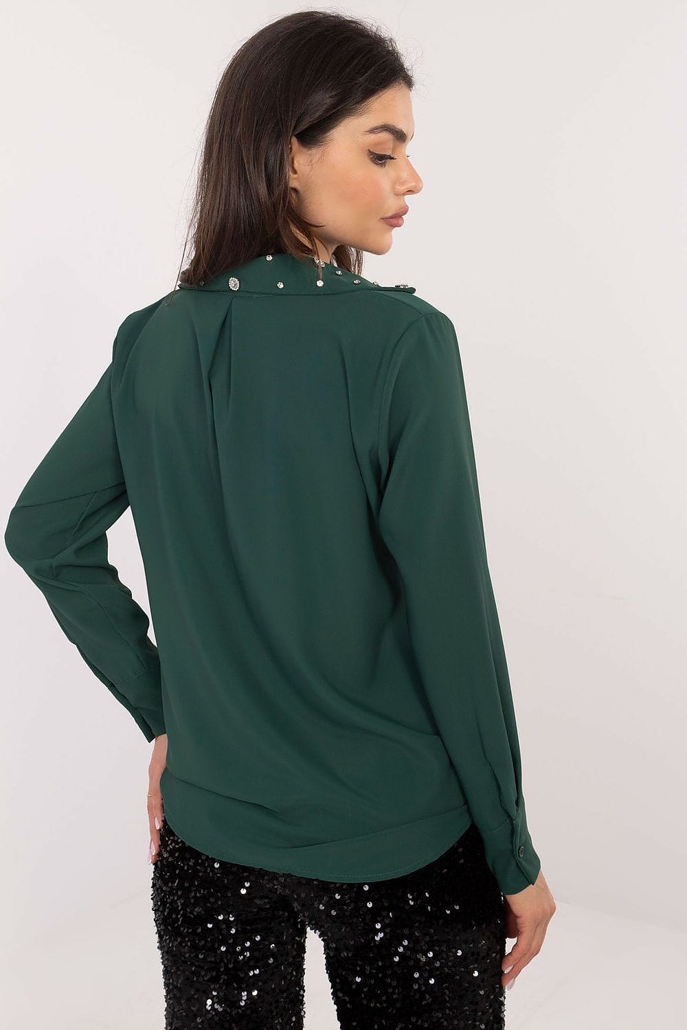 Women Office Shirt Zircon Collar - ShalayeFashion