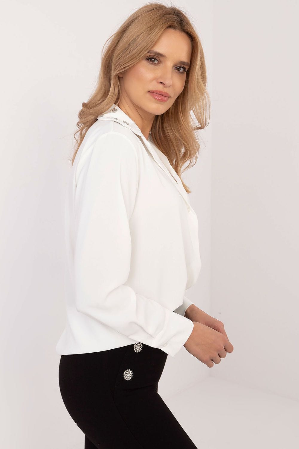 Women Office Shirt Zircon Collar - ShalayeFashion