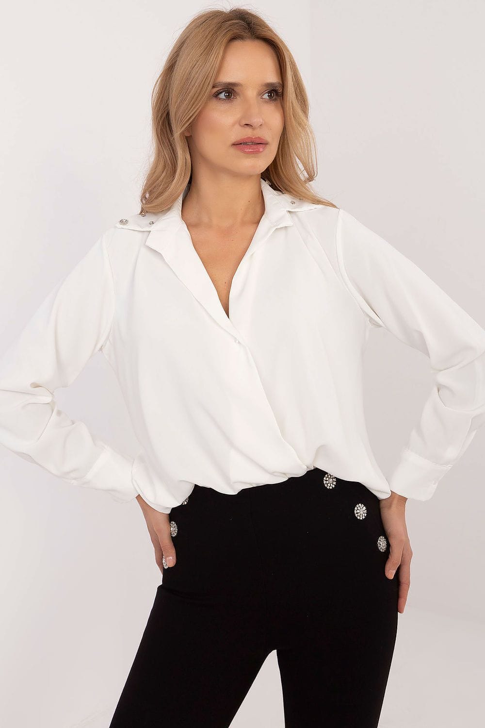 Women Office Shirt Zircon Collar - ShalayeFashion