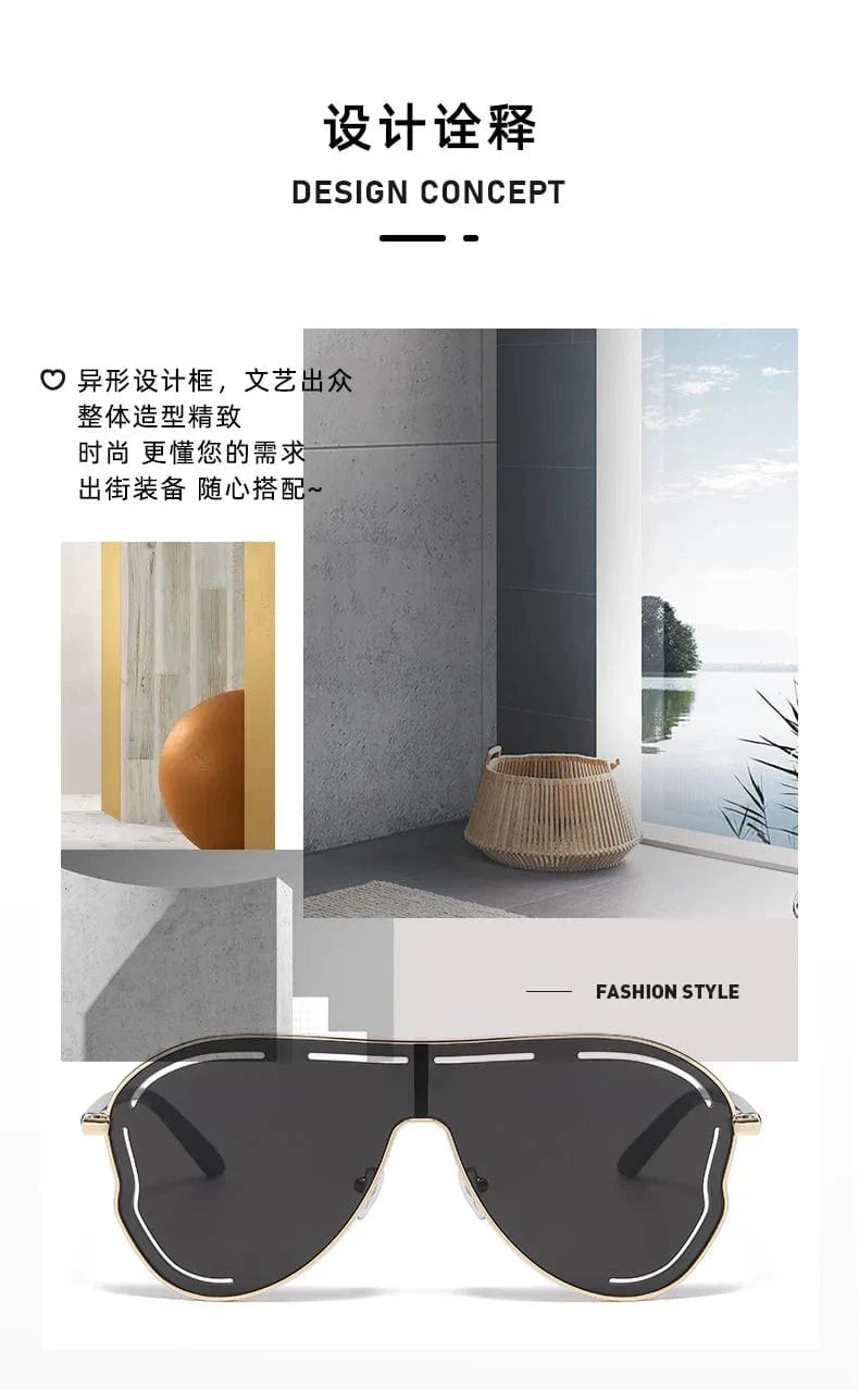 Women Oversized Square Shield Sunglasses - ShalayeFashion