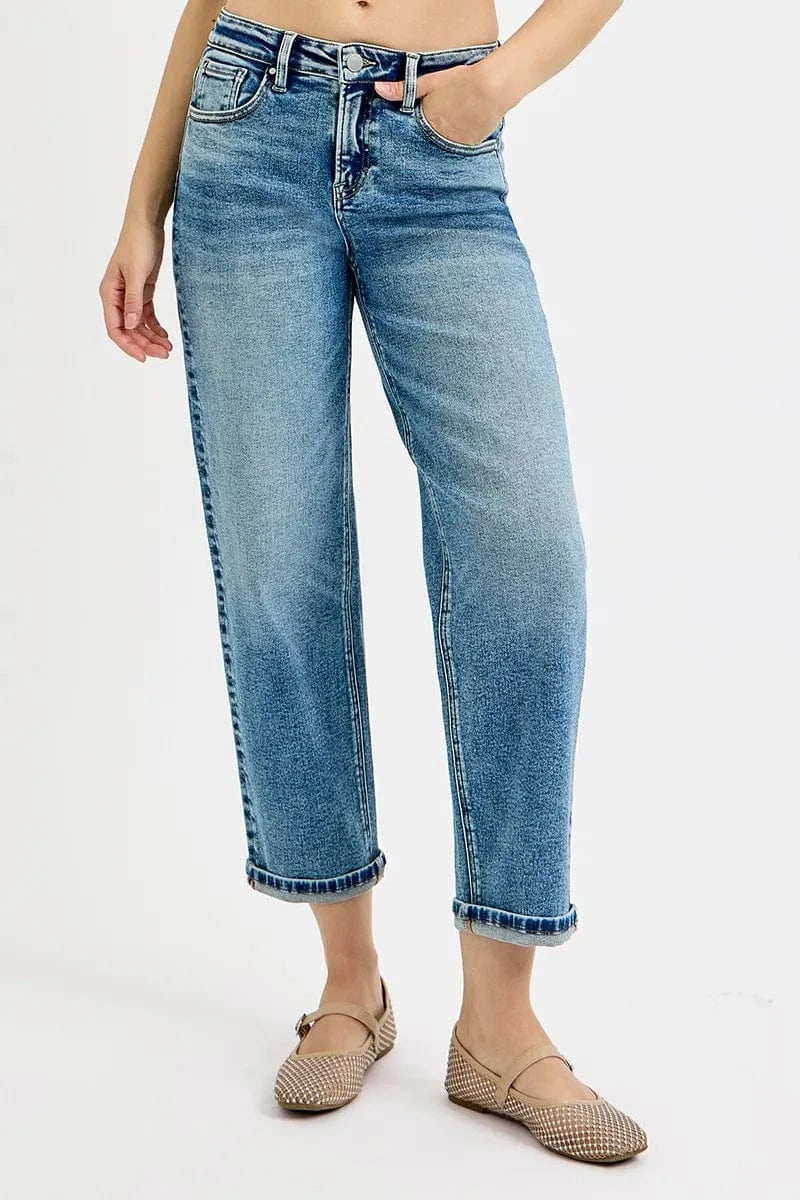 Women Plus Size High Rise Crop Jeans - ShalayeFashion