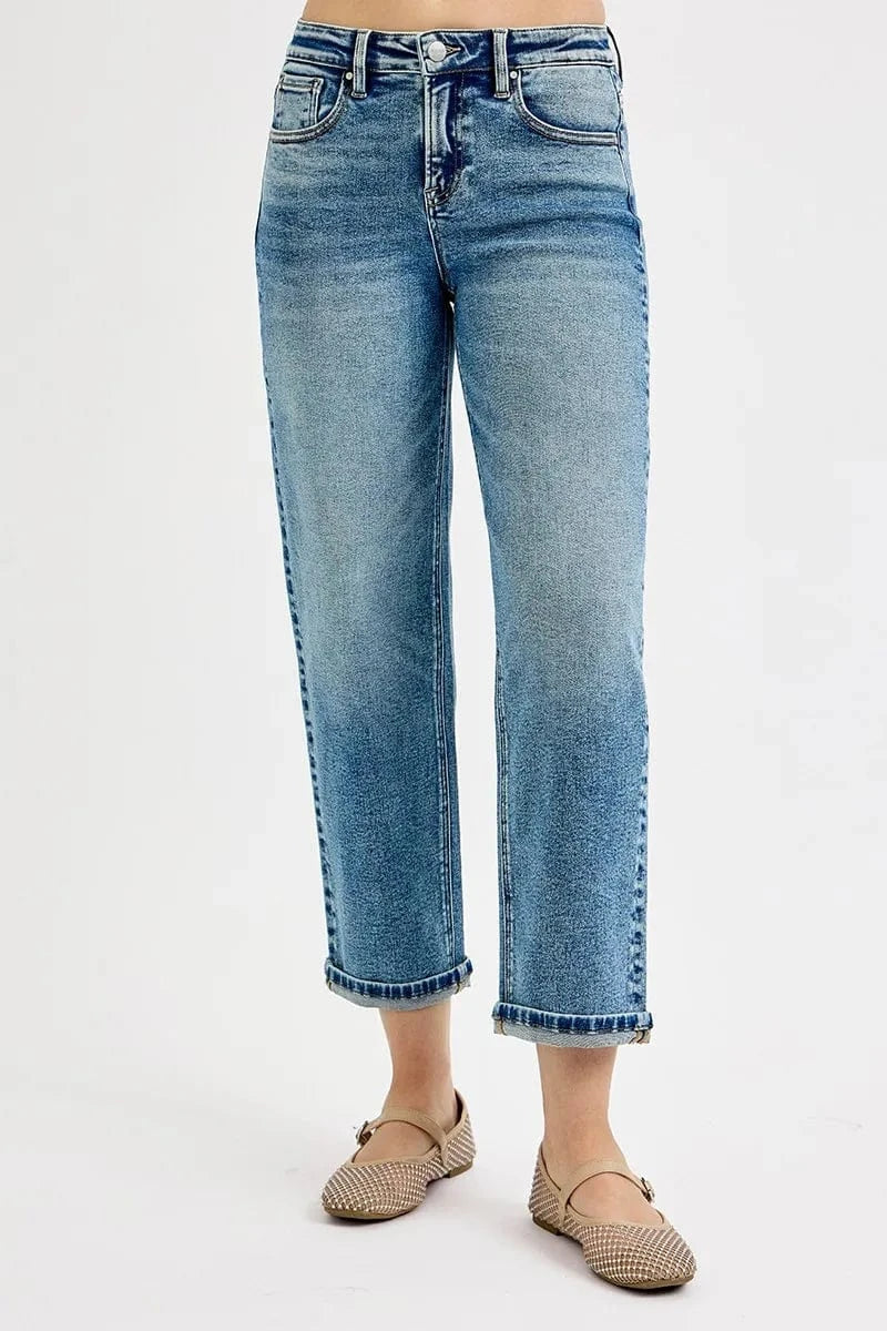 Women Plus Size High Rise Crop Jeans - ShalayeFashion