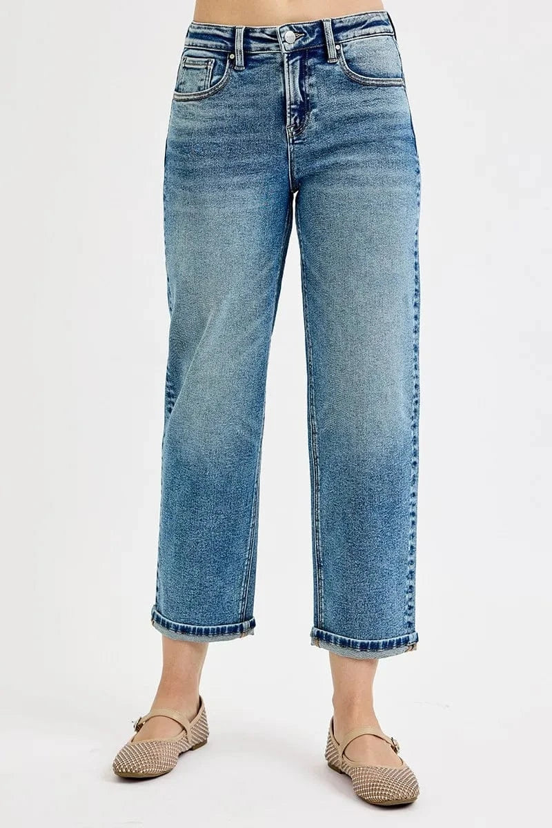 Women Plus Size High Rise Crop Jeans - ShalayeFashion